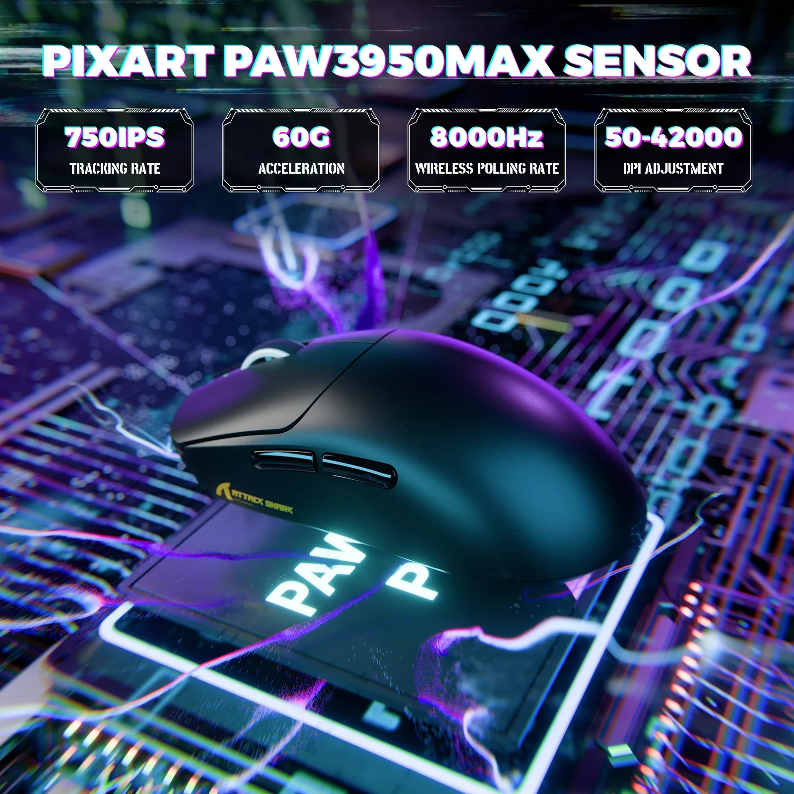 Attack Shark X8 Ultimate Lightweight Gaming Mouse, PAW3950 Flagship Chip, 8K Wired/Wireless Dual Mode Gaming Mouse for FPS Gamer