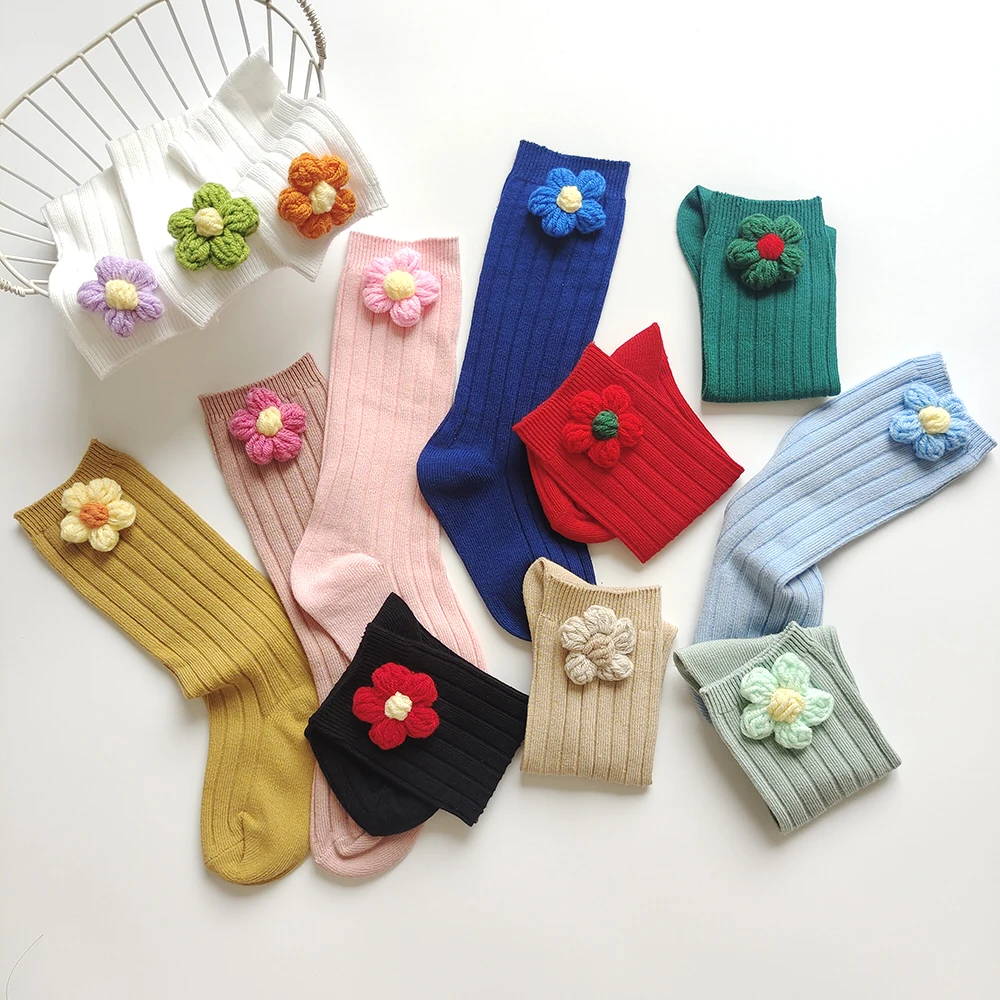 

New Children's Cotton Sock Girls Knee High Socks Flower Spanish Toddlers Long Socken Kids School Sock Infant Baby Stocking