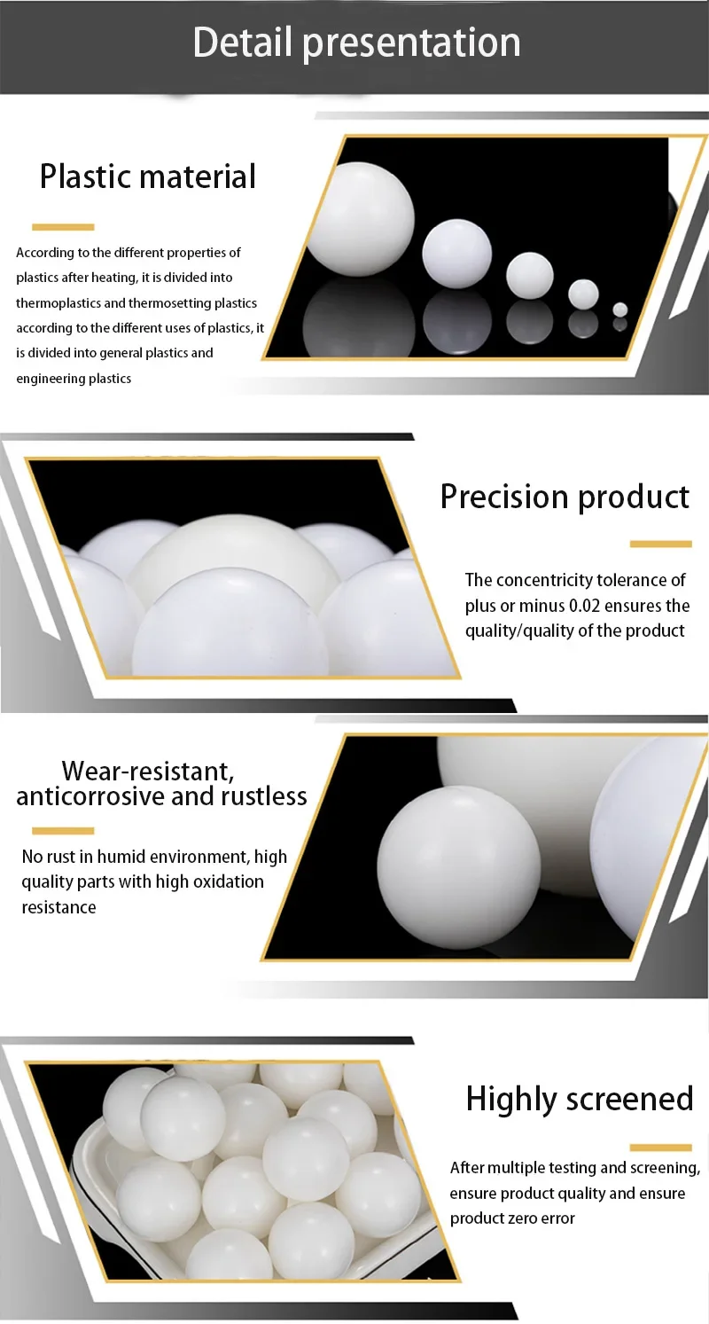 PP ( Polypropylene ) Solid Plastic Balls 2.2mm，2.225mm，2.381mm，2.5mm，8mm-38.1mm Precision Bearing Ball