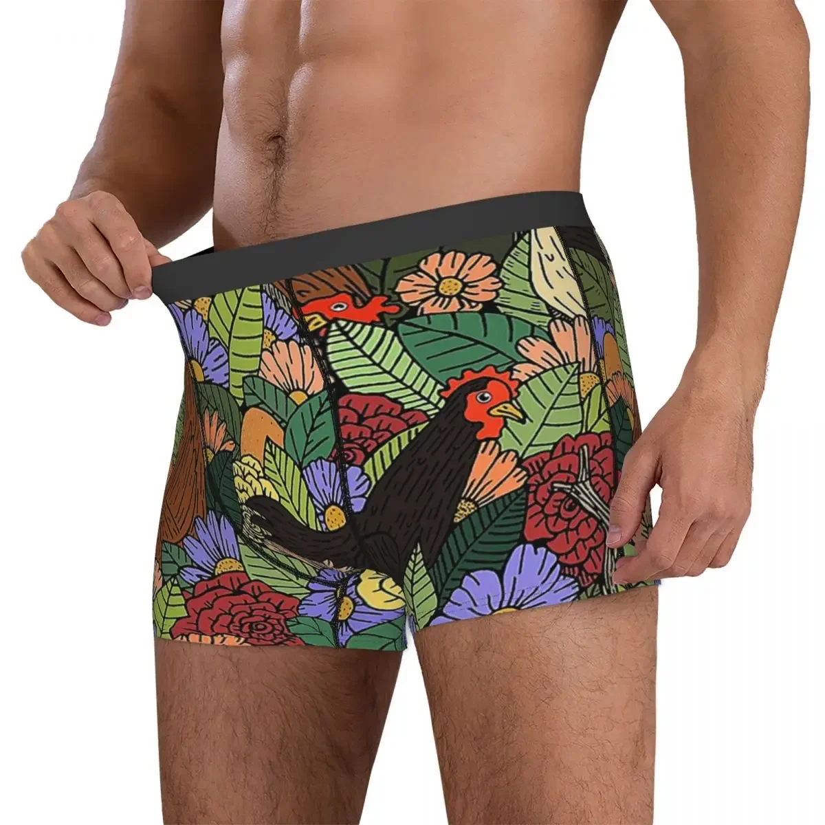 Boxer Underpants Shorts Whimsical Chicken Garden Panties Men Soft Underwear for Homme Man Boyfriend Gifts