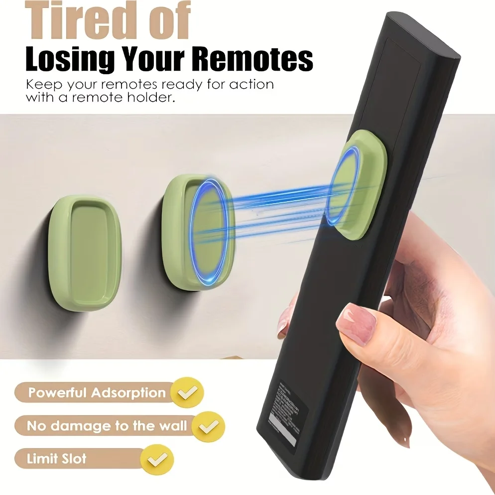 2 Pcs Adhesive Hooks for Remotes, No-Drill Wall Mount, Organizer for TV & Air Conditioner Remotes, Suitable for Desks & Drawers