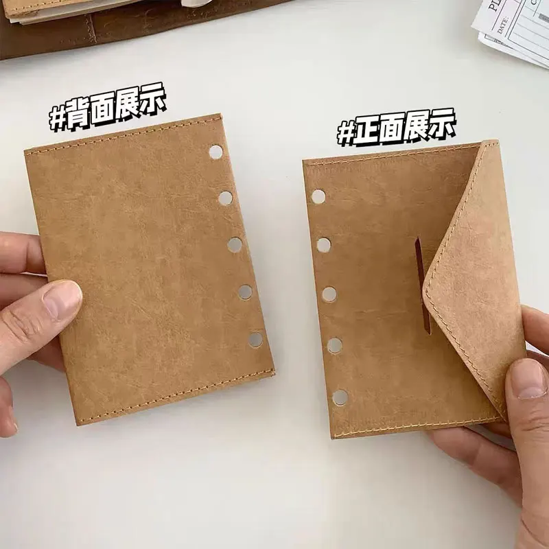 3Pcs 5Holes M5 Loose Leaf Kraft Paper Pocket Refills Card Storage Bag Notebooks Bag Planner Inner Storage Pouch Organizer