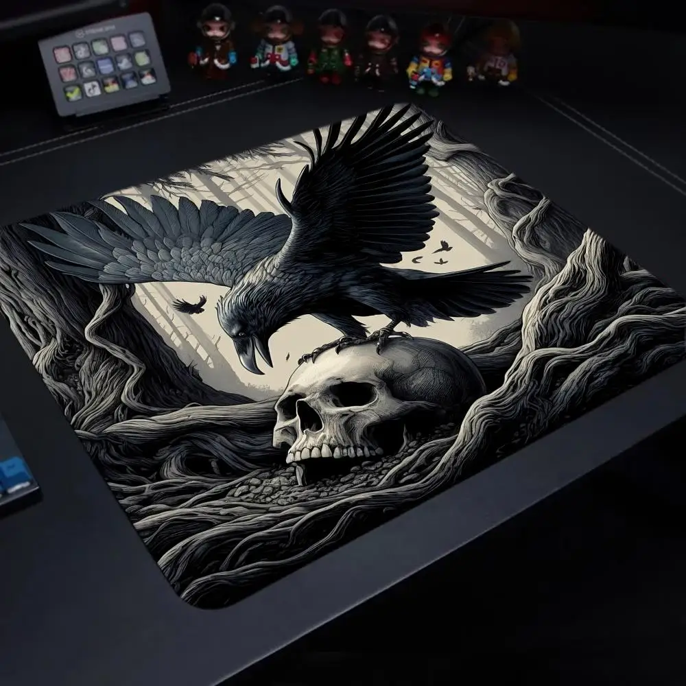 الغراب والجمجمة ماوس الوسادة 45x40 سنتيمتر ألعاب مكتب حصيرة مربع الألعاب مكتب الملحقات البساط ماوس الكمبيوتر المطاط لوحة المفاتيح الجدول الحصير