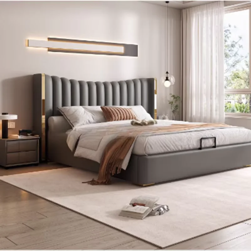 Queen Headboard Double Bed King Size Modern Luxury Living Room Double Bed Hotel Modern Cama Matrimonial Bedroom Furniture