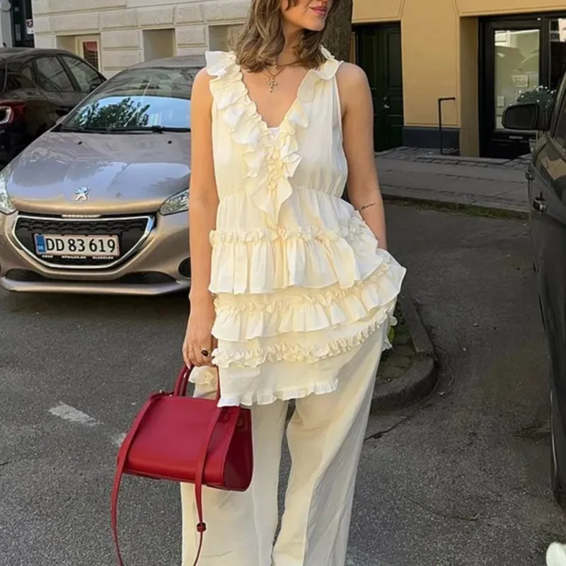 Elegante em camadas plissado vestido feminino 2025 novo verão solto sexy com decote em v sem mangas a linha mini vestidos de festa de férias vestido de noite