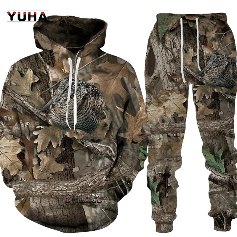 Hoodies Set Casual Camouflage Hunting Animal Wild Boar 3D Hoodies Sweatshirt Boys Tracksuit 2 Pieces Set Sportwear Boys Clothing