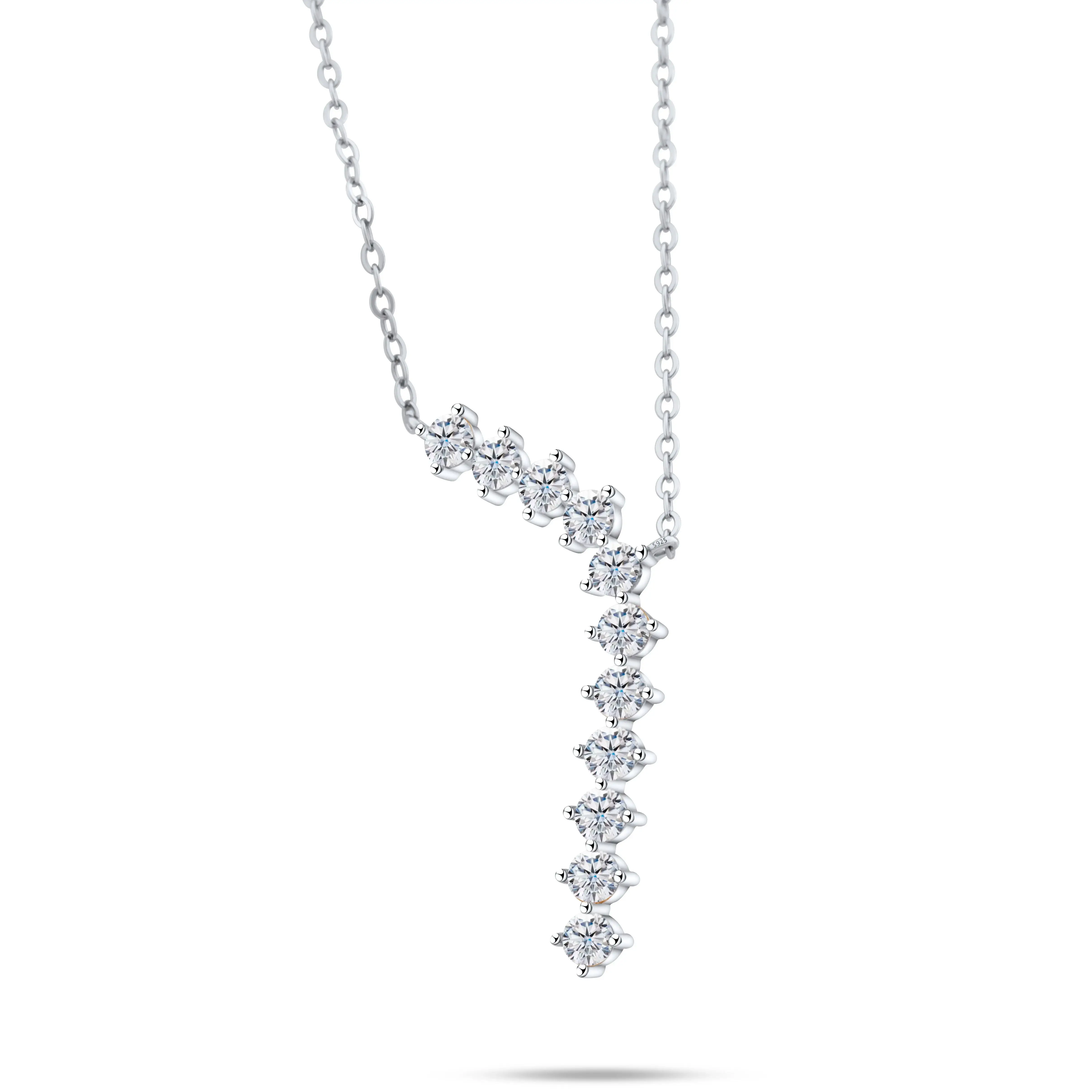 1.1CT Moissanite Necklace Sterling Silver 925 Durable Pass Diamond Tester Wedding Gift for Women Bridal Party Jewelry Gift