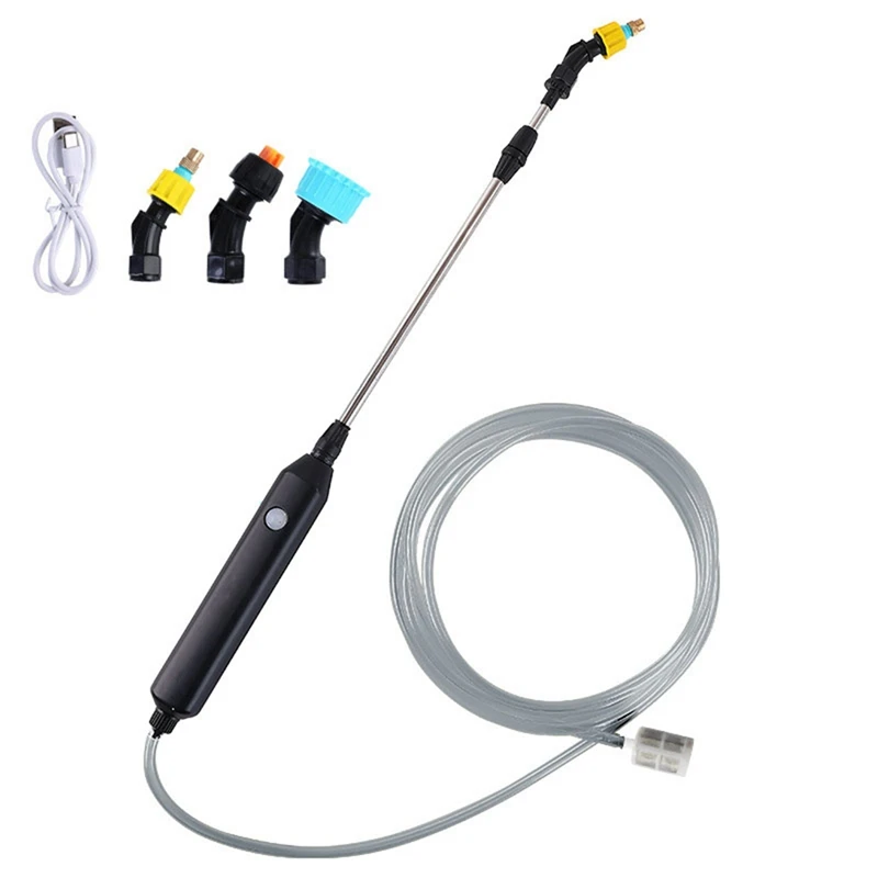 Electric Garden Watering Spray With Hose USB Adjustable Lawn Sprayer Nozzle Sprinkler Weeds Plant Mister