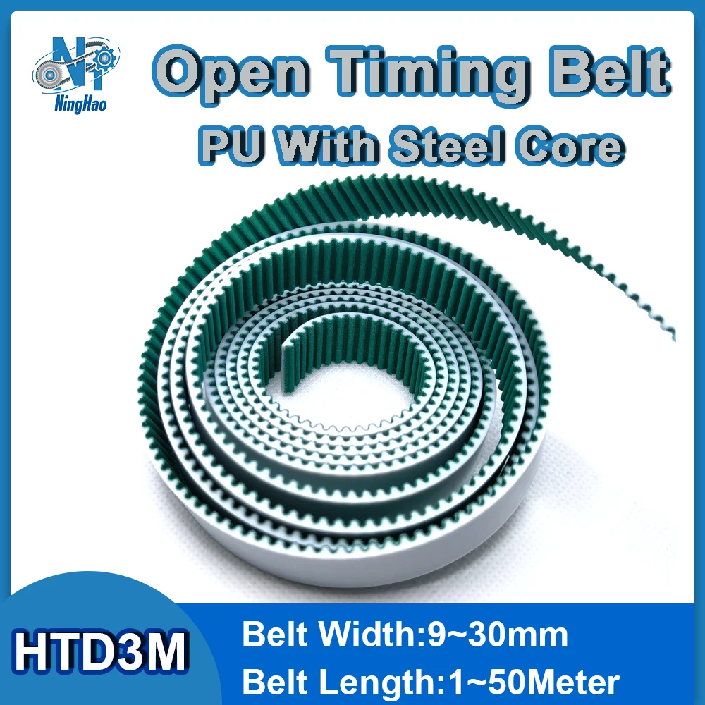 

HTD 3M Open Timing Belt Width 9/10/12/15/20/25/30mm 3M PU with Steel Core Green Synchronous Belt for CNC And 3D Printers