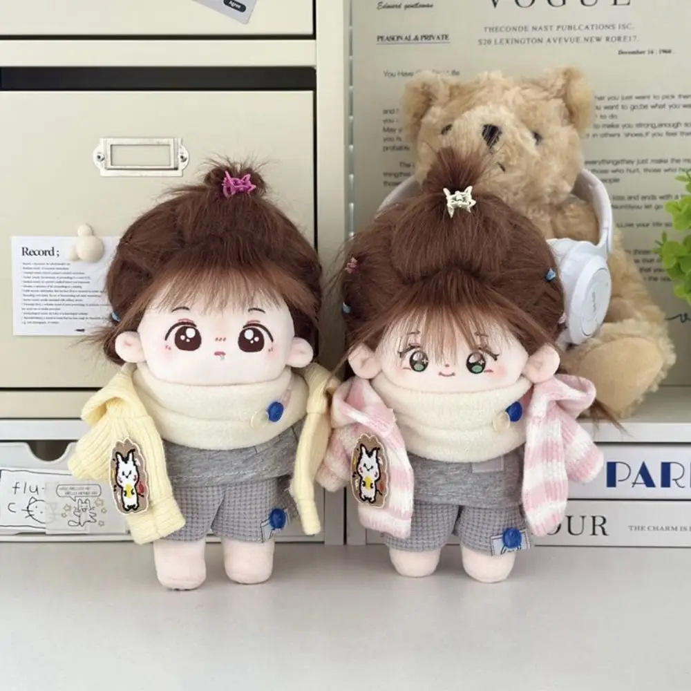 플레이 하우스 스타일 20cm 면 인형 옷 세트 만화 티셔츠 면 인형 옷 패션 창의적인 플러시 인형 옷