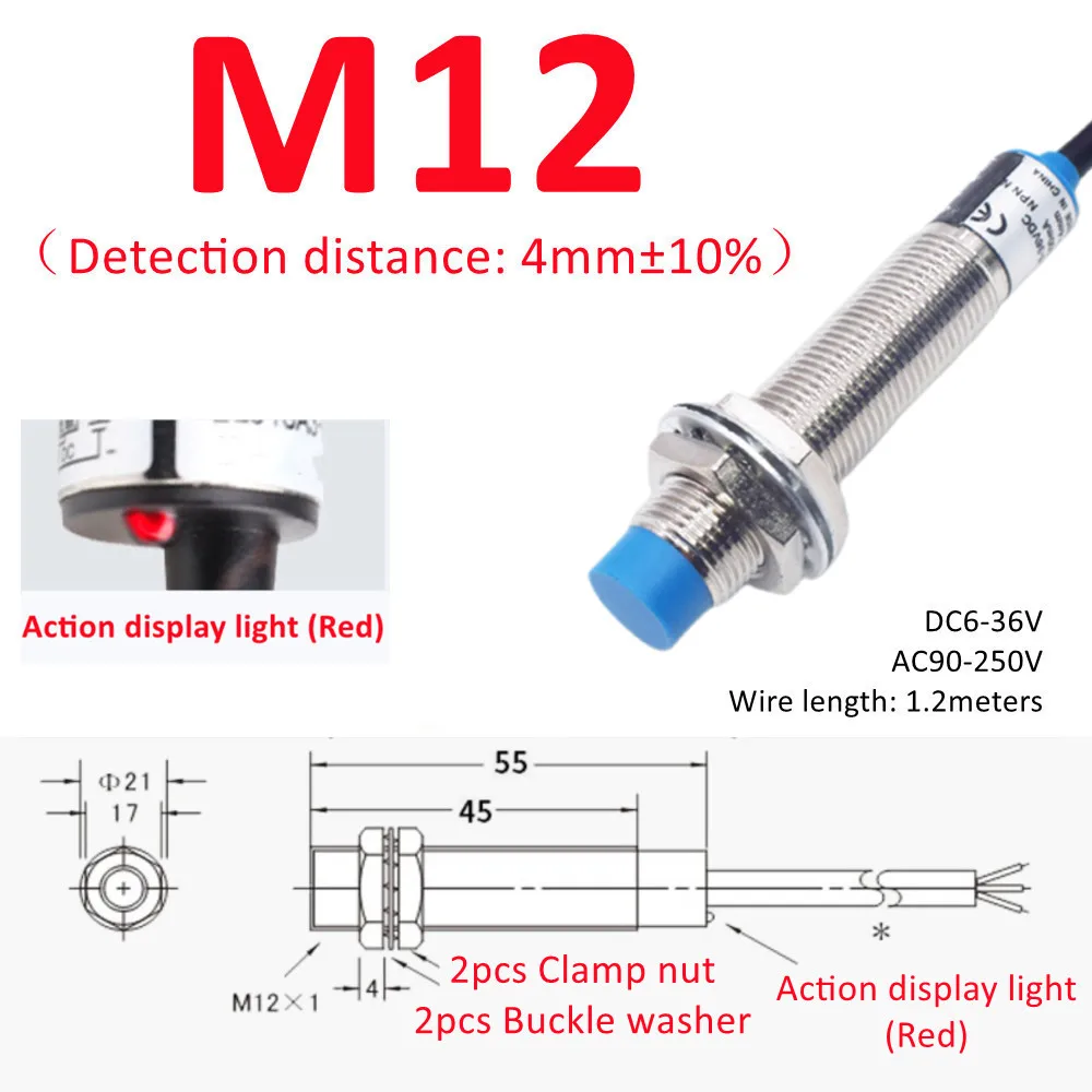 Датчик приближения LJ12A3-4-Z/BX LJ12A3-4-Z/индуктивный датчик приближения Переключатель M12 4 мм DC 12 В 24 В AC 110 В 220 В NO NC NPN PNP