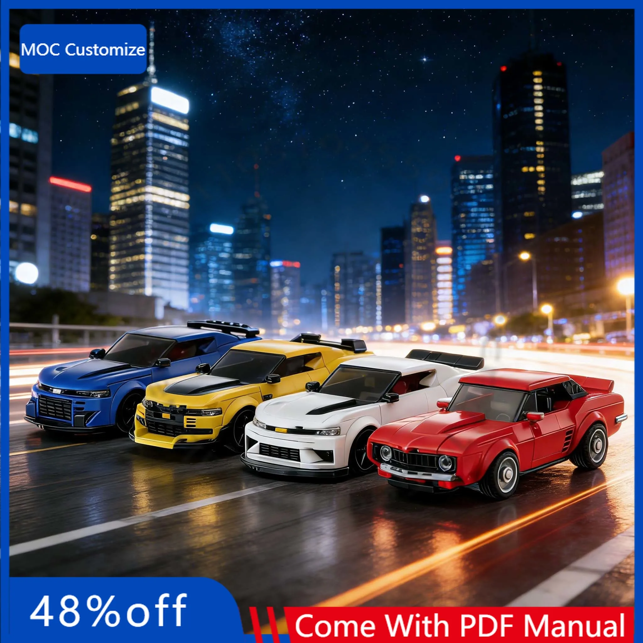 1319 PCS 스피드 하이퍼카 번들 MOC 맞춤형 모듈식 빌딩 블록 키즈 테크놀로지 디자인 모델 DIY 조립 장난감 어린이 선물