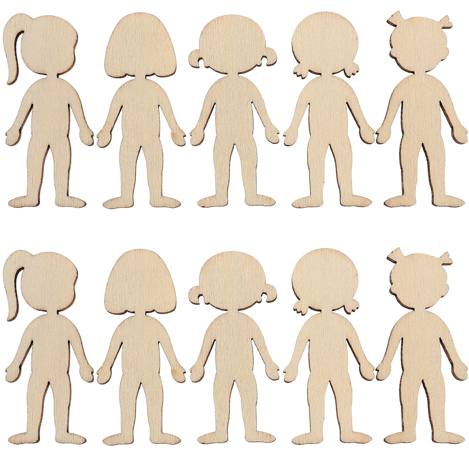 어린이용 손으로 그린 공예 장난감, 여아용 DIY 낙서 슬라이스 피규어, 미완성 나무 아기, 50 개 칩