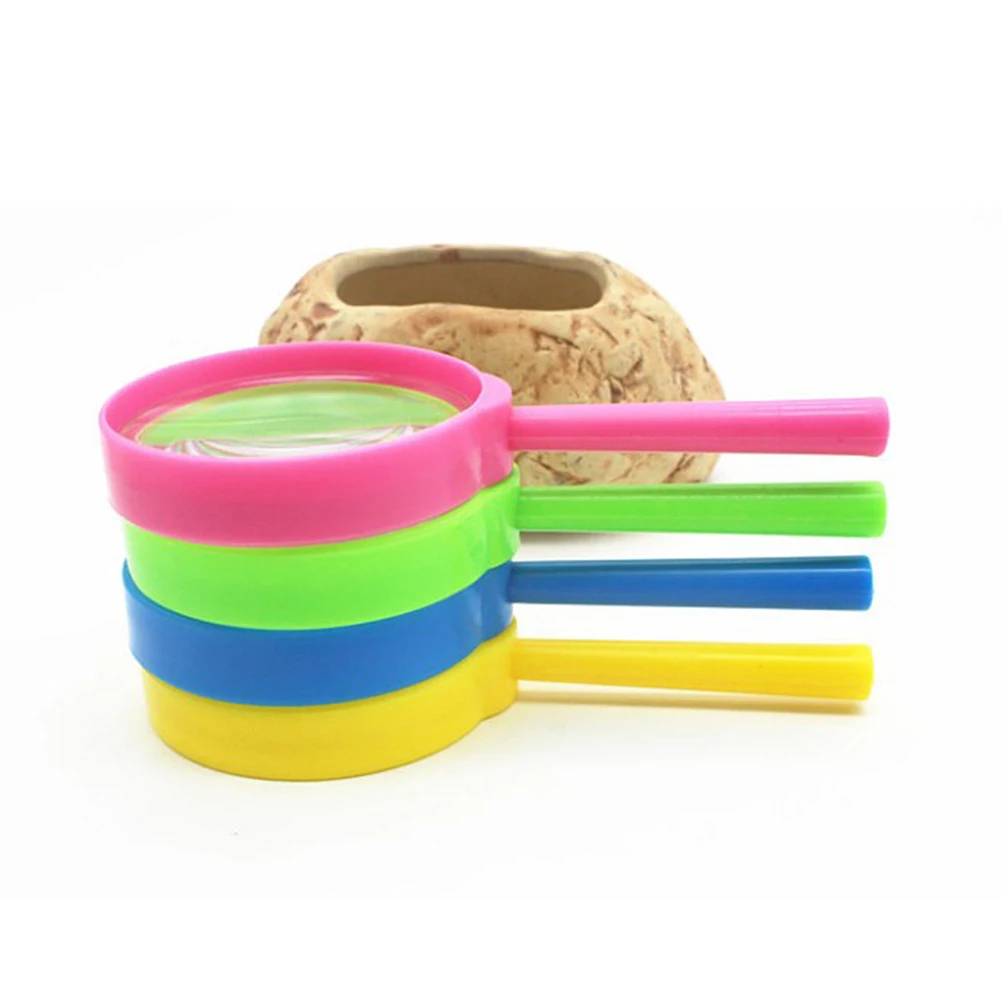 

4pcs Colorful Handheld Magnifying Glass for Kids Durable Premium Student Tool Natural Party Favor Gift