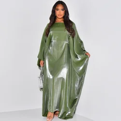 2024 Muslim Dress Women Summer Fashion Muslim Long Sleeve Satin Plus Size Long Abaya Kaftan Abaya Dubai Abaya Muslim Clothes