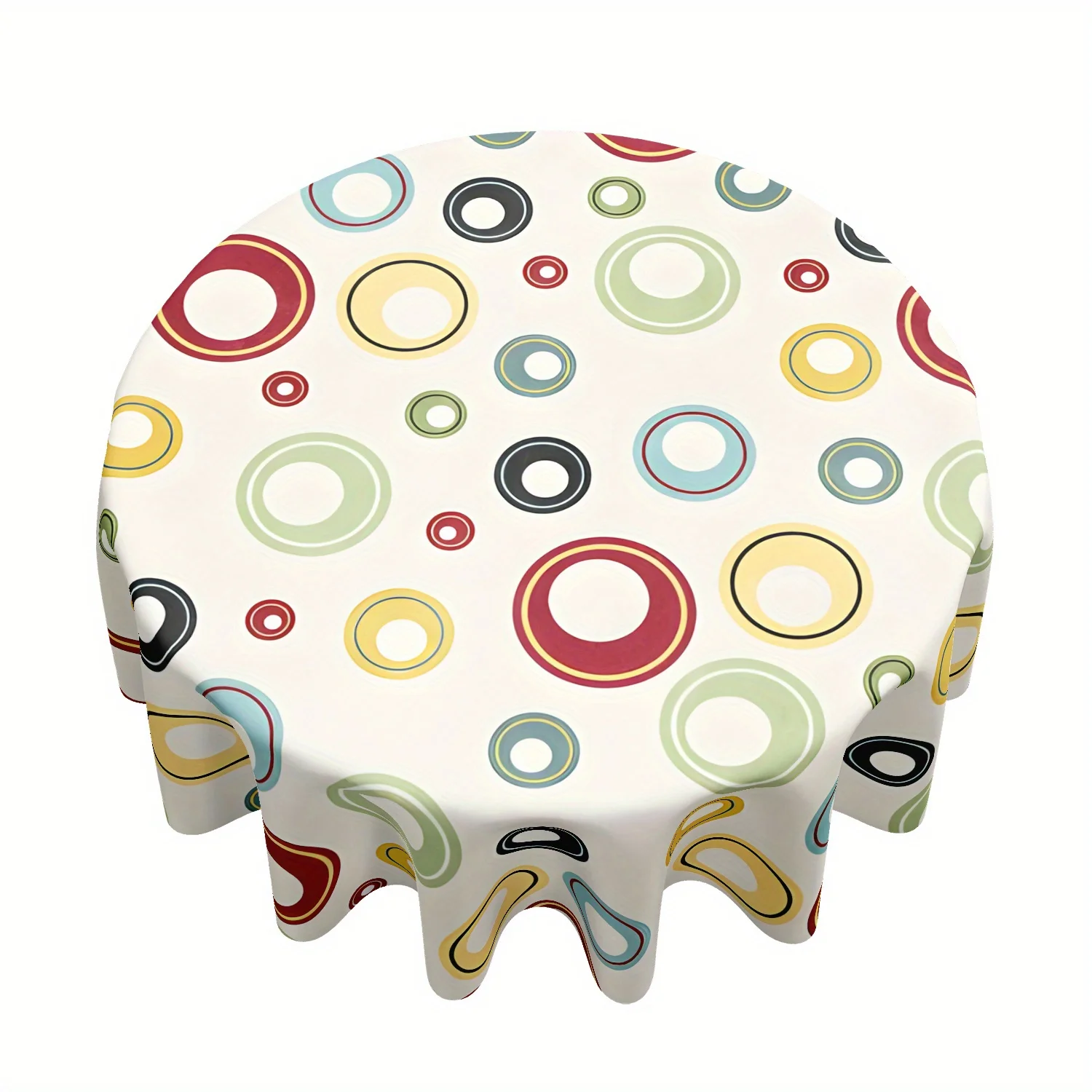 One eye-catching round tablecloth in pop art style, scratch-resistant and stain-resistant, suitable for family dining.zyc