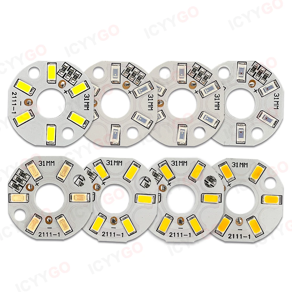 LED Light Board 5V 3W LED Round Bulb Light Source Red/Green/Blue/Yellow/Warm/White/Neutral Light USB Dimmable Switch Power Cord