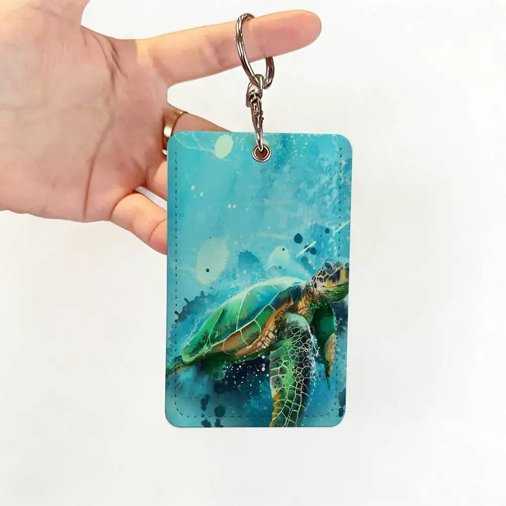 Cute Animal Sea Turtle Card Holder Neck Lanyard For Pass Card Credit Keychain Straps