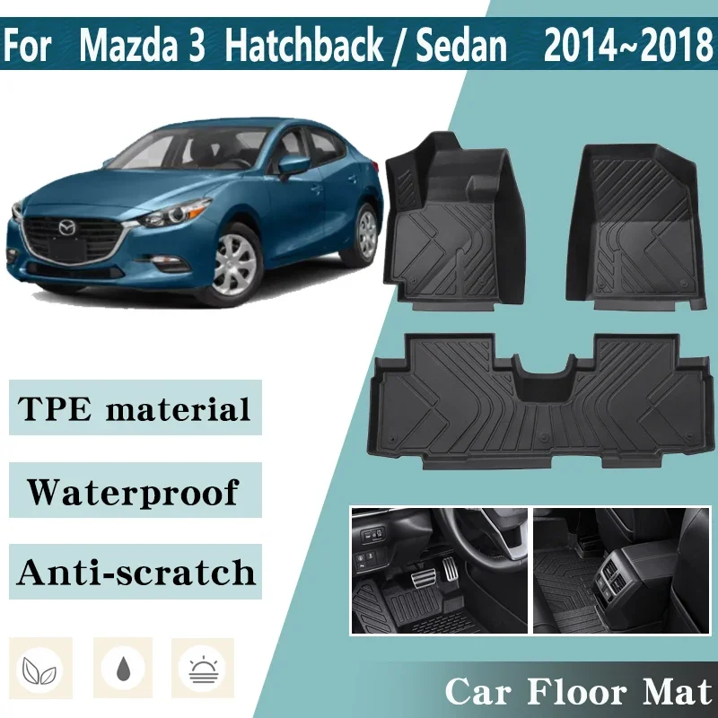 

LHD Car Floor Mats for Mazda3 Hatchback BM Mazda 3 Axela Sedan 2014~2018 Foot Custom Liner Anti-dirt Trunk Pads Car Accessories