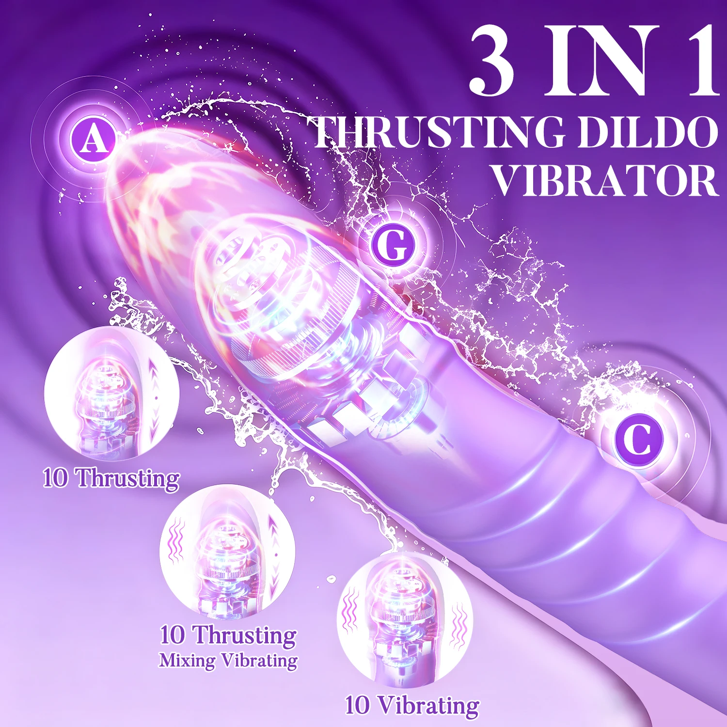 Thrusting Vibrator 10 Vibrating 10 Thrusting G Spot Vibrator Anal Dildo with Liquid Silicone Vaginal Massage Clitoris Stimulator