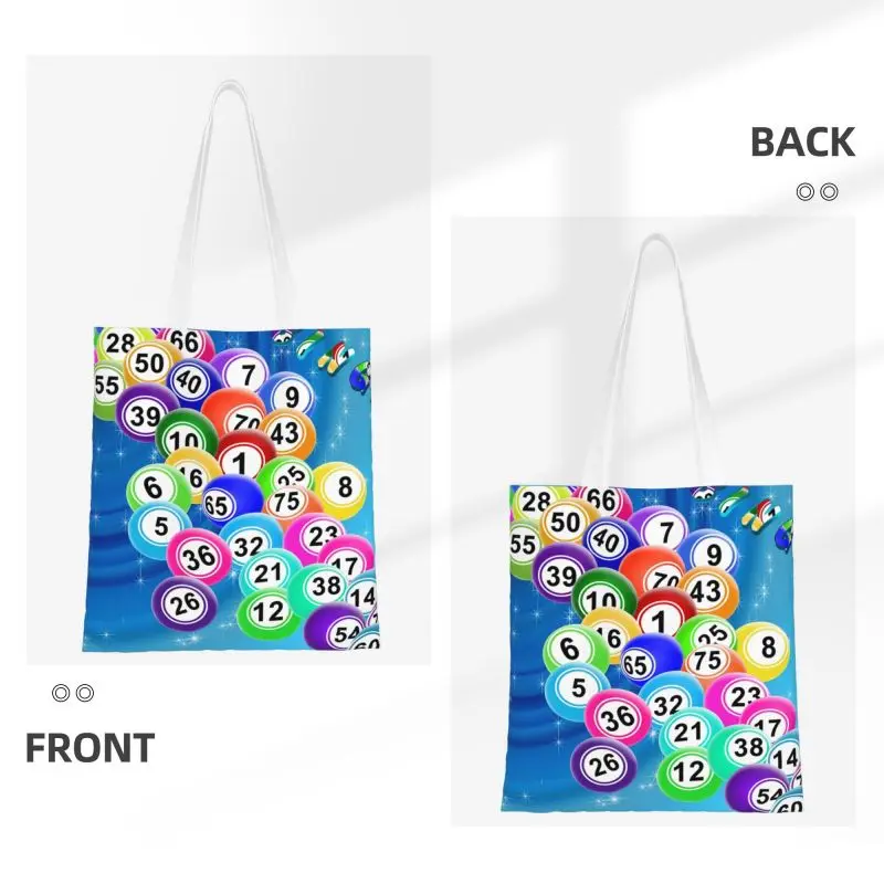 Custom Bingo Balls Canvas Shopping Bags Women Durable Groceries Paper Game Tote Shopper Bags