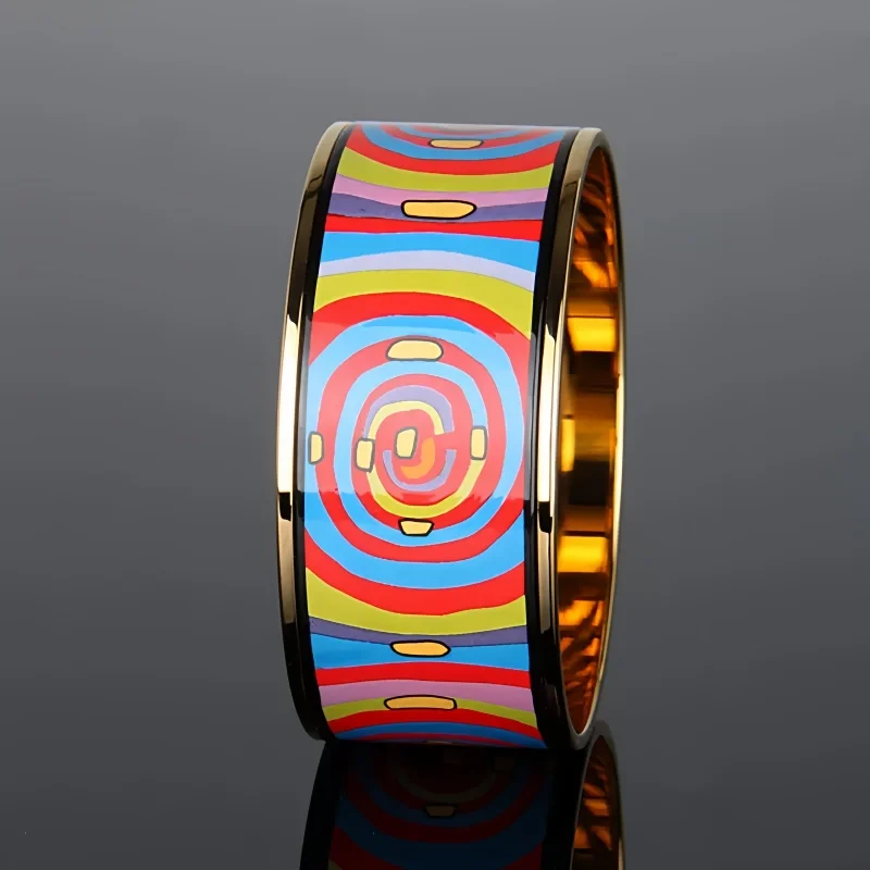 New Cloisonne Charms Bangle for Women Enamel Cycle of Life Gilded Bracelets Fine Choice Jewelry Lover's Gift Wholesale