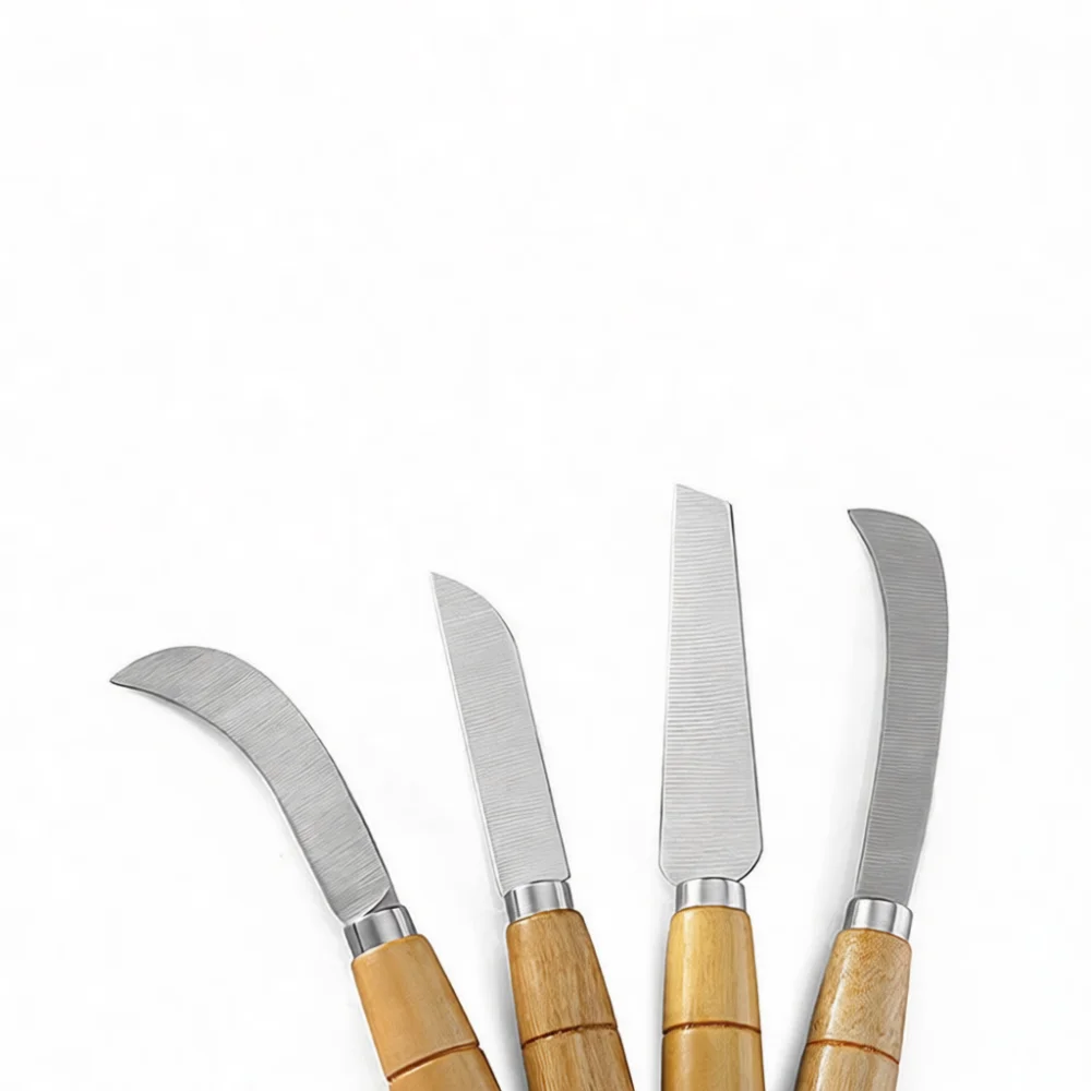Durable Stainless Steel Fruit Knife Ergonomic Handle Curved Tip Vegetable Peeler Portable Kitchen Cutting Tool Set