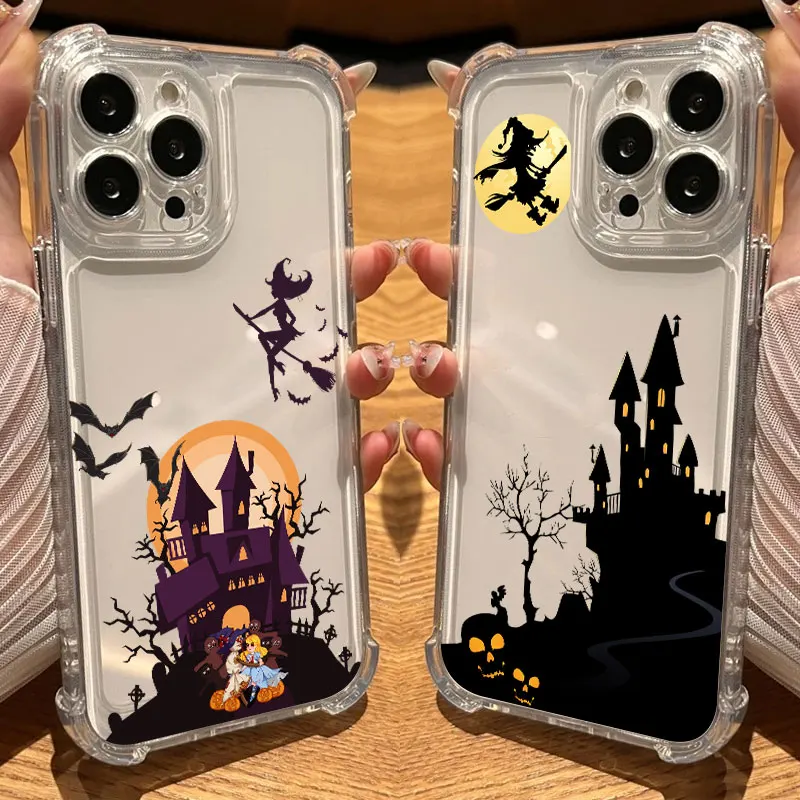 

Halloween Town Ghost Witch Phone Case Clear For iPhone 17 16 14 15 11 12 13 Pro Max 16E 15 16 Plus 17 Air Soft Shockproof Cover