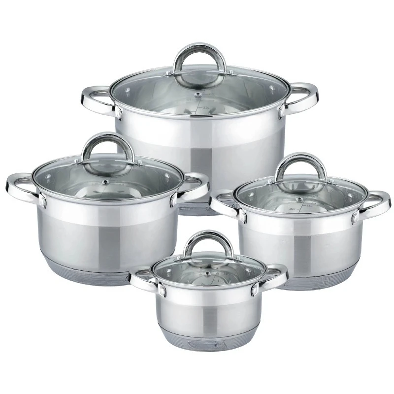 KV-8585 Cross-Border Brand High-End Thickening 9-Layer Bottom Stainless Steel Stockpot 8-Piece Set