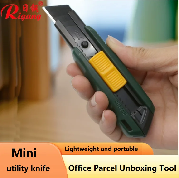 Mini Utility Knife Set 18mm SK5 Black Steel Blade with Breaker Box Cutter Ergonomic Grip Portable Sharp Art Craft Office Tools