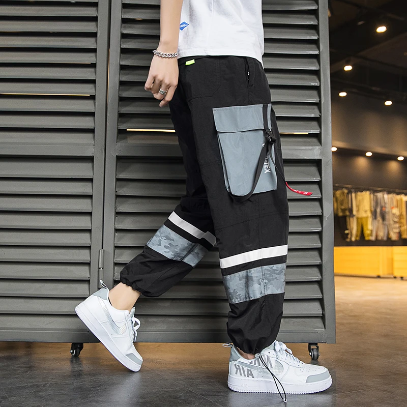 2020 Men's Streetwear Splice Design Side Fashion Pocket Comfortable High Quality Low Moq Trousers Casual Pants for Man