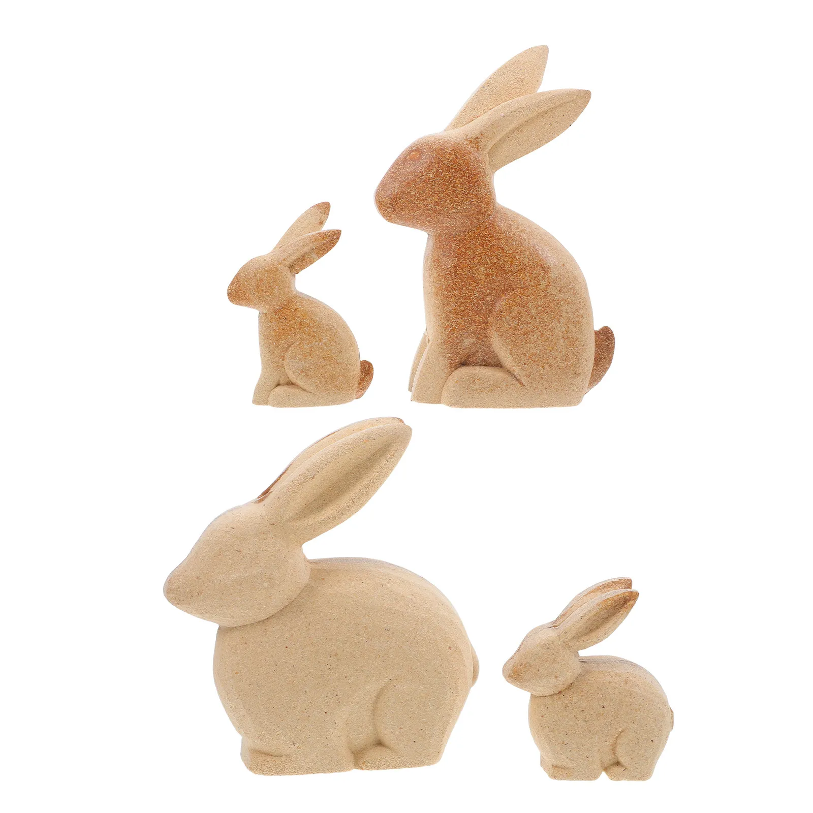 

4Pcs Unpainted Wooden Rabbit Figures for DIY Painting Creative Home Office Decor Easter Tabletop Centerpiece Blank Animal Craft