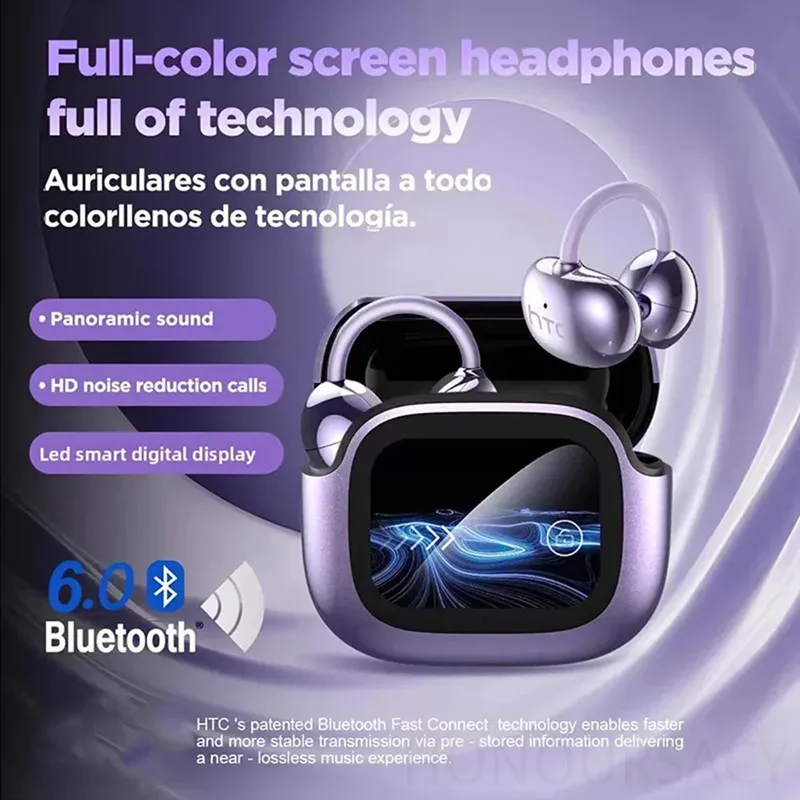 

Умные наушники с шумоподавлением Bluetooth V6.0, беспроводные OWS-наушники-клипсы, AI-переводчик, сенсорный ЖК-экран, наушники с микрофоном