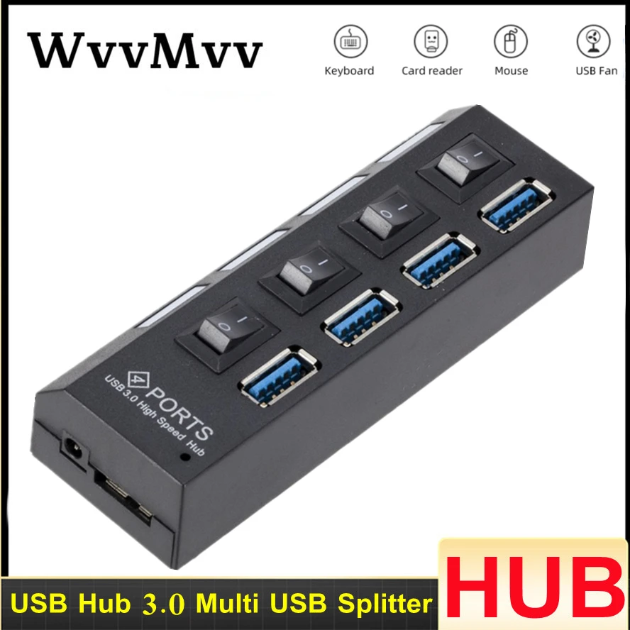 

USB HUB 3.0 HUB USB Multi USB Splitter 3.0 2.0 HUB USB3 4 Port Multiport Hab PC Accessories with Power Adapter for PC Computer