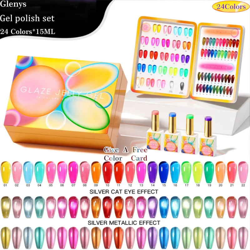 

Neon Ice Penetrating 24 Color nail polish Gel Net Red Popular Advanced Soaking gel Nail Art Varnish Set for Nail Shop