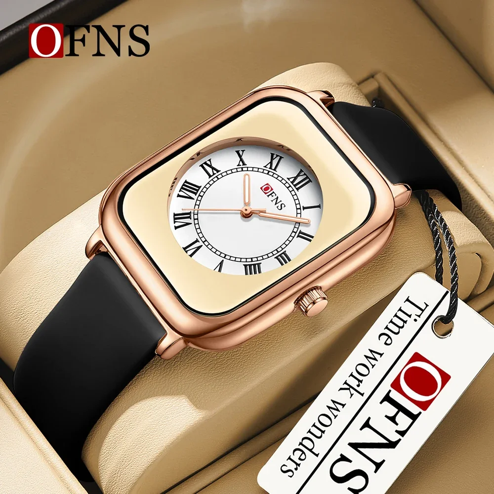 

OFNS 1504 Top Fashion Retro High Grade Belt Quartz Watch Simple and Elegant Style Roman Scale Waterproof Watch for Women