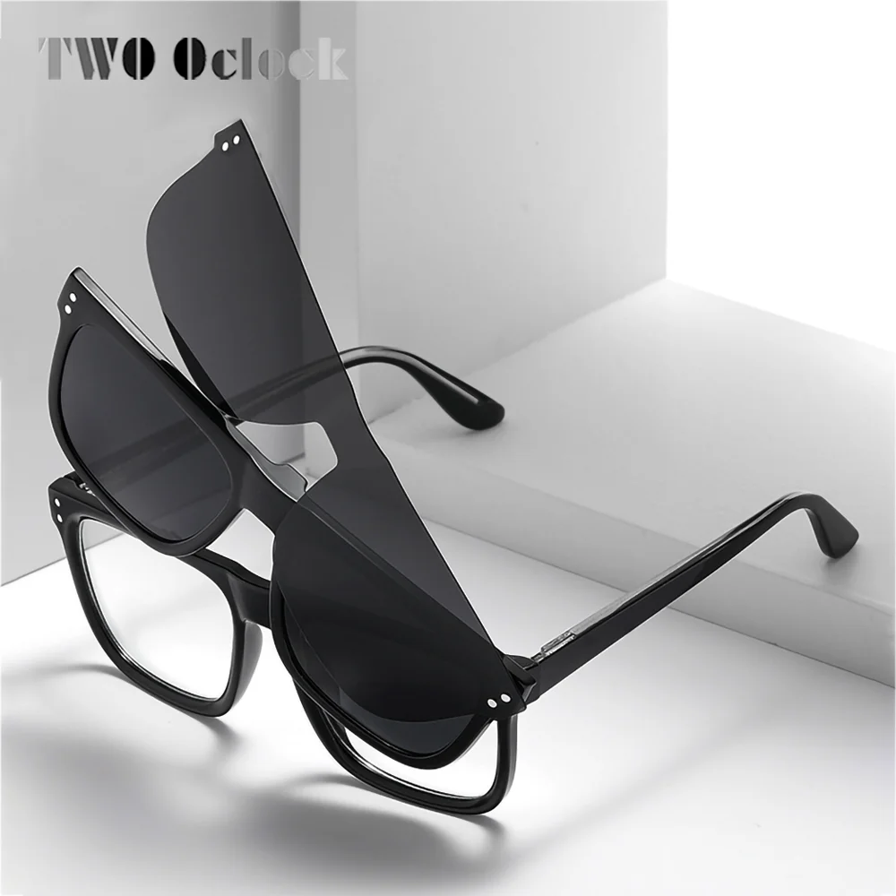 

3-in-1 Polarized Clip-On Sunglasses Men Women Driver Fishing TR90 UV400 Blue Light Myopia Prescription Frame No Diopter Luxury