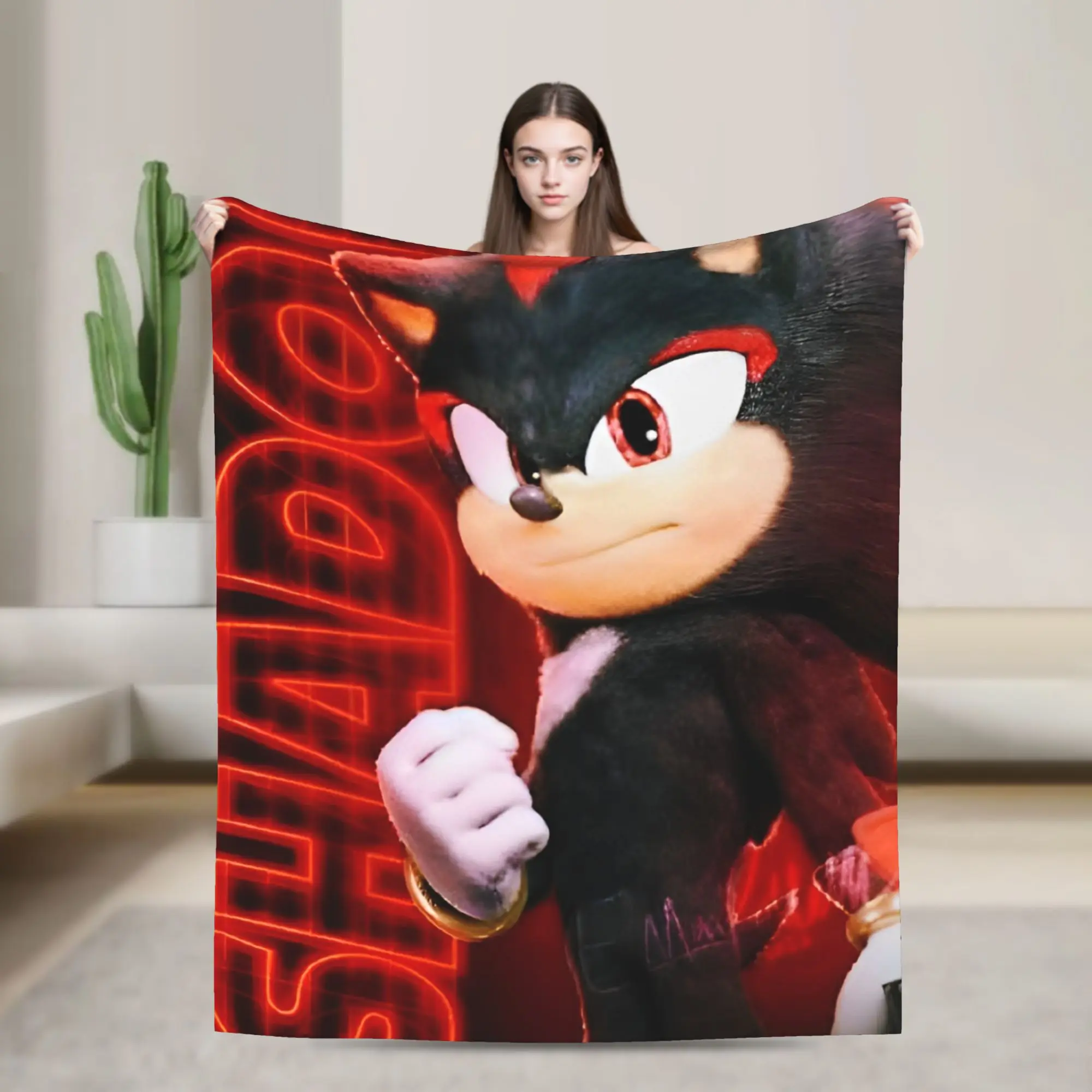 

Cartoon The Hedgehog Shadow Game Blanket Fuzzy Vintage Soft Throw Blankets for Home Spring Autumn