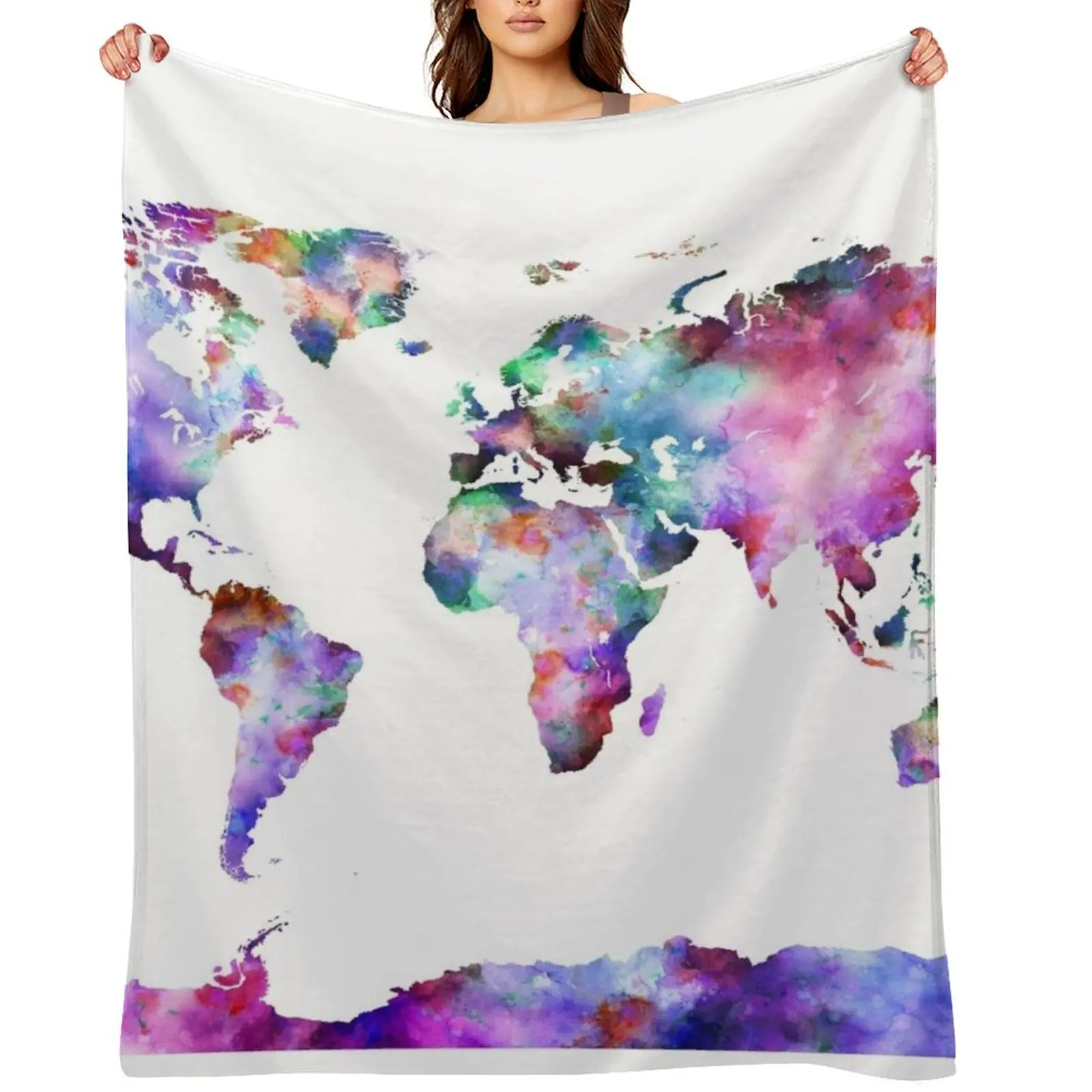

Colorful watercolor map Throw Blanket valentine gift ideas Sofas Bed linens For Baby Blankets