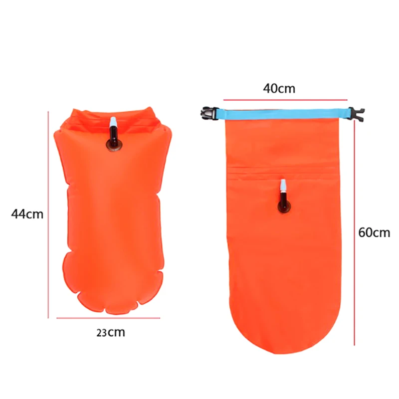 PVC Swimming Bucket Dry Bag Inflatable Open Swimming Buoy Tow Floating Bag Waterproof Double Air Bags Water Sport Safety Bags