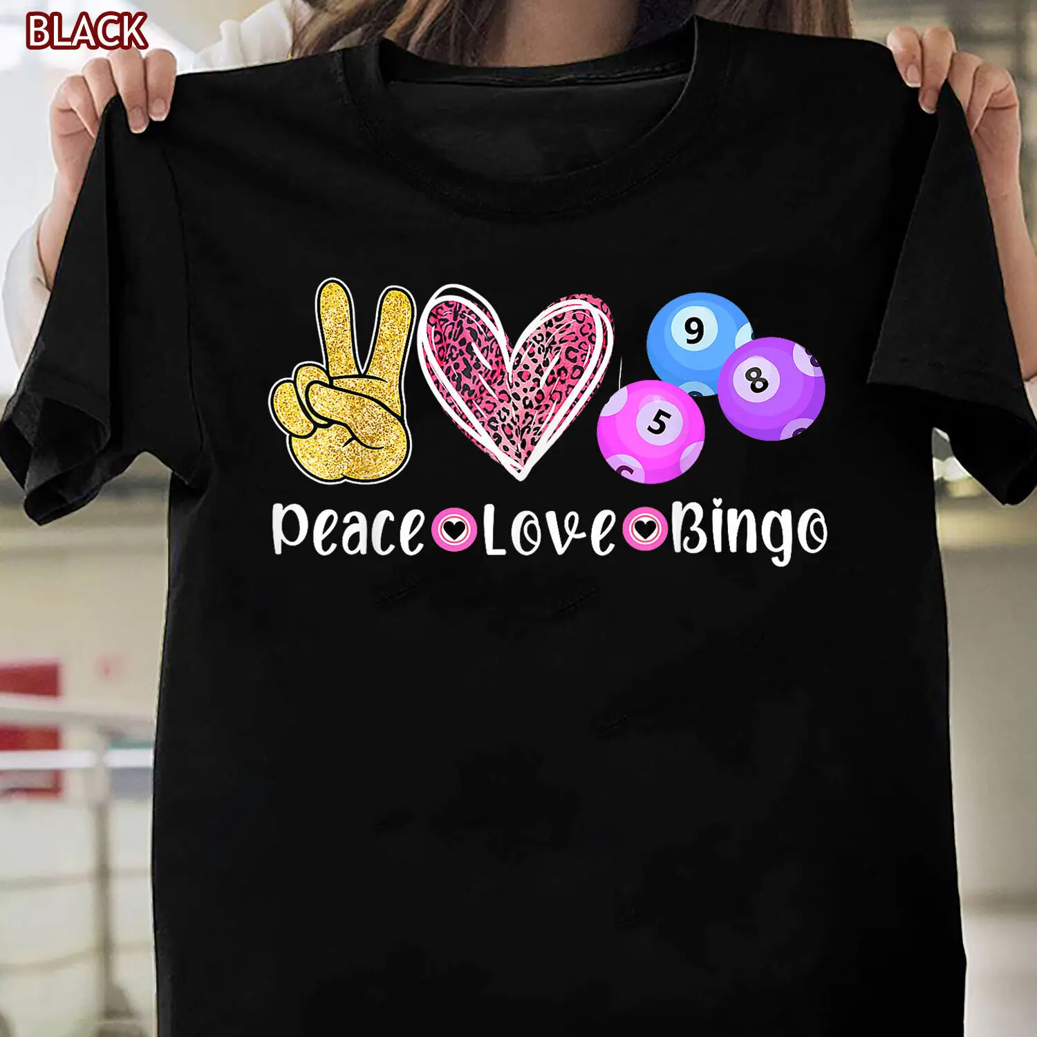 

Забавная футболка для любителей бинго Peace Love, подарок для мужчин и женщин