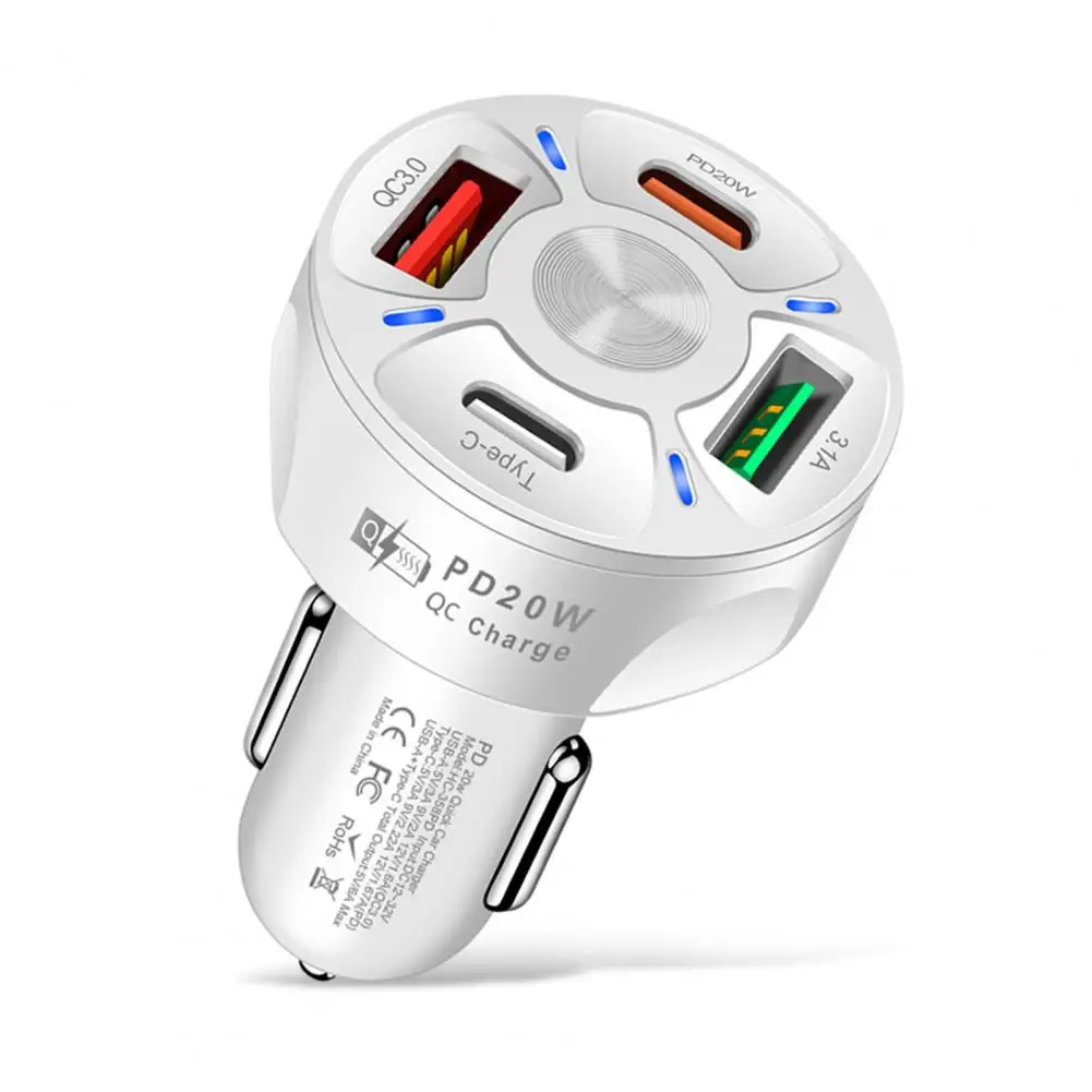 Charger Socket  Convenient Automatic Cut-off Plug And Play  USB 4 Ports Auto Charger Adapter Charging Tools