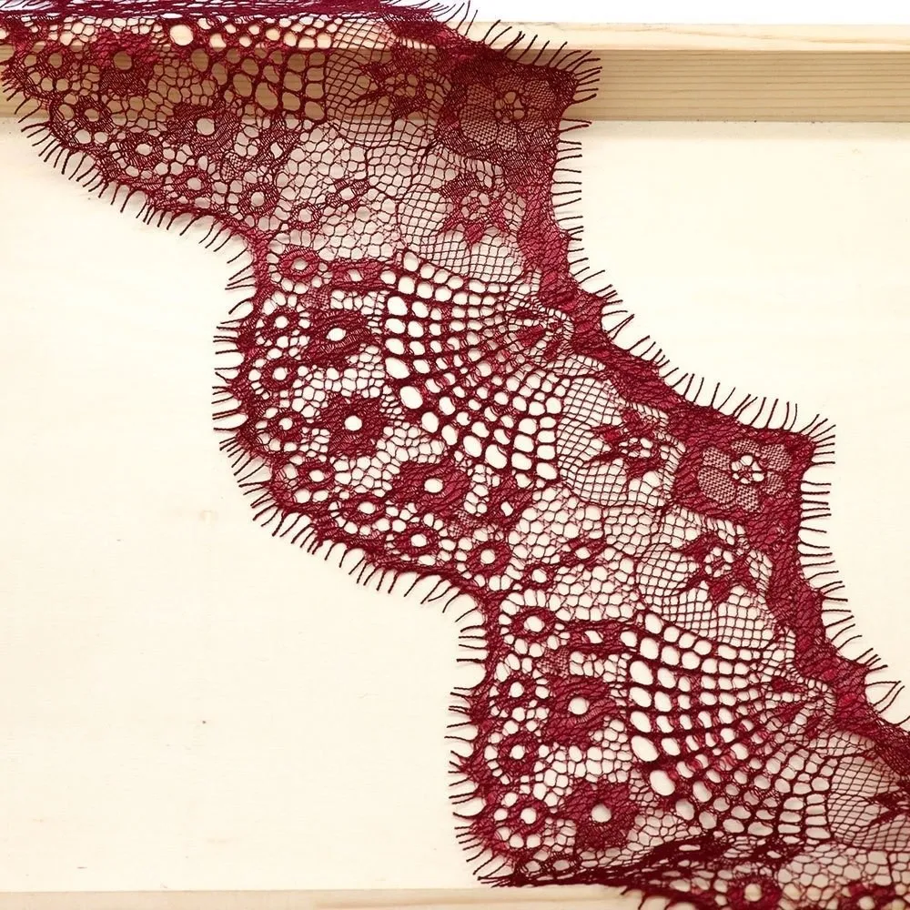 3 Yard Lace Trim Ribbon Floral Pattern Cuttable Eyelash Lace Fabric 9.5cm Wide Soft Texture Decorative Lace Edging