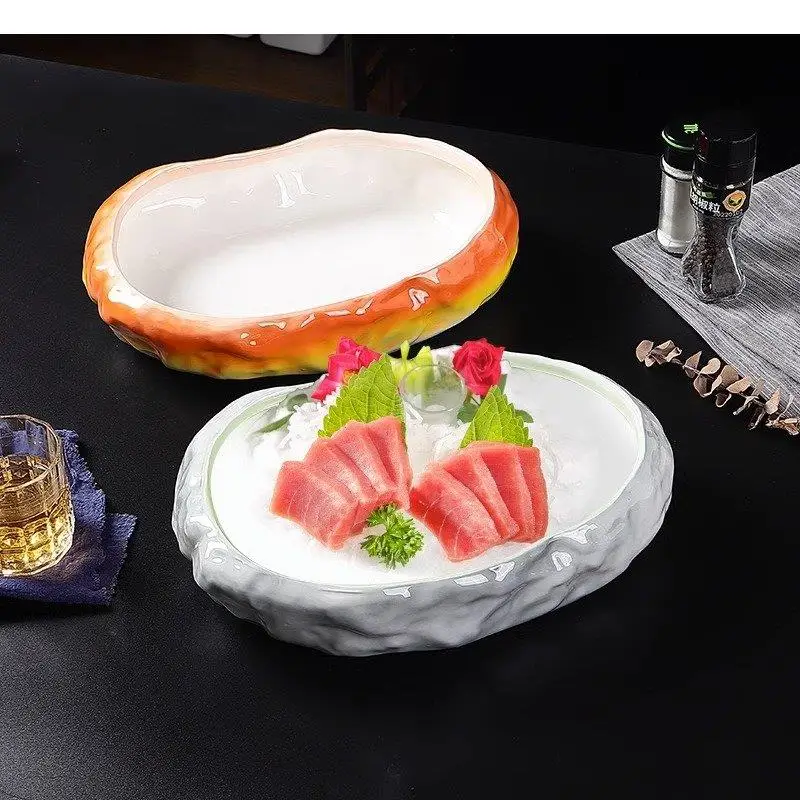 Ceramic Dinner Plate Restaurant Irregular Sashimi Dessert Fish Plates Fruit Salad Household Utensils