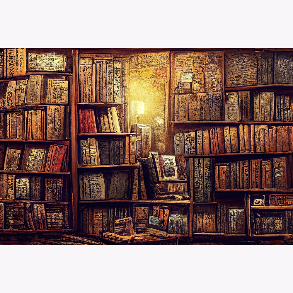 Wizard Magic Bookshelf Photography Backdrop Halloween Bookcase Party Wall Poster Banner Decor Old Library Background Photo Booth