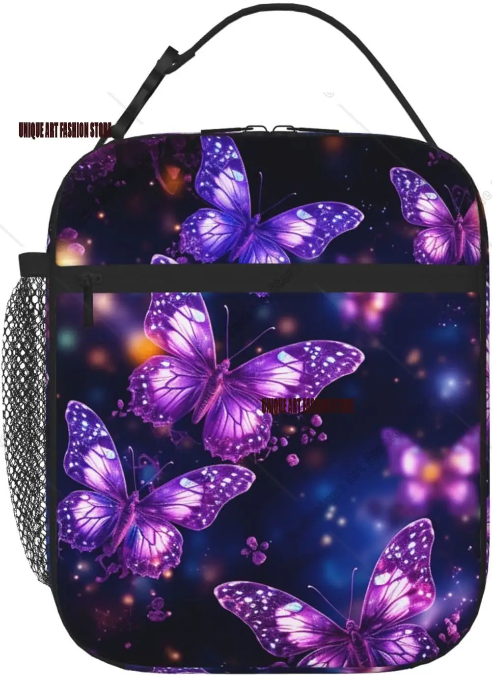 

Purple Cute Butterfly Print Print Lunch Bag Nsulated Lunch Box Reusable Lunch Tote Bags Leakproof Lunchbox Large Capacity