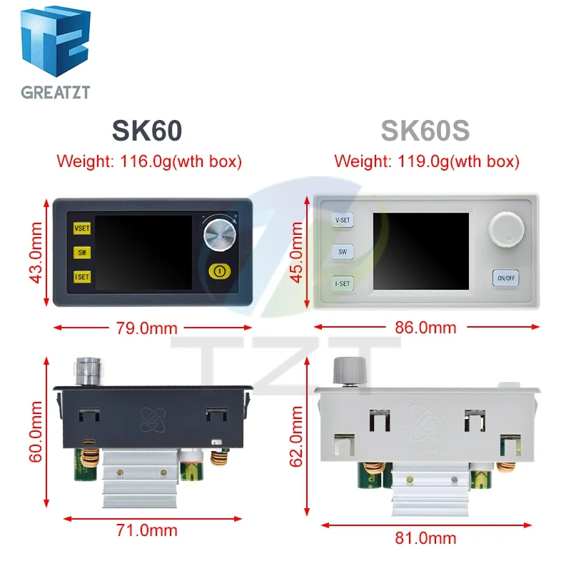SK60 SK60S DC 6-36V 60W 5A Buck Boost Converter CNC Adjustable Power Supply Module Constant Voltage Current Solar Charge Module