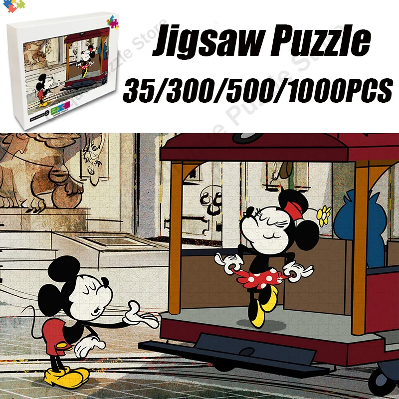 

Disney Mickey Mouse Jigsaw Puzzle 35/300/500/1000 Pieces Puzzles Cartoon Children's Educational Toys Collection Home Decoration