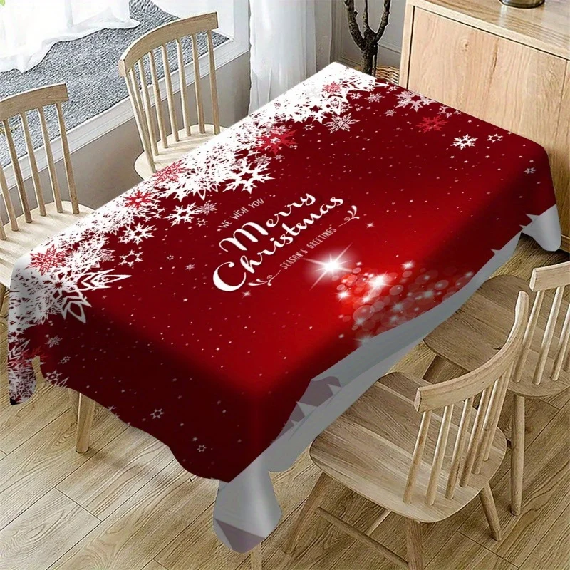 Jit 1 Christmas Tablecloth Winter Mountain Scenic Pines and Stars for Holiday Tabletop Decorations