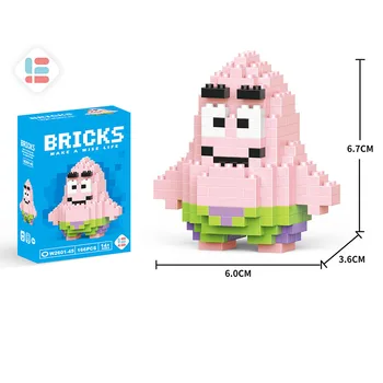 SpongeBob SquarePants Cartoon Micro particles Mini Building Block City Patrick Star Squidward Charm Kids Toys Birthday Gifts 13
